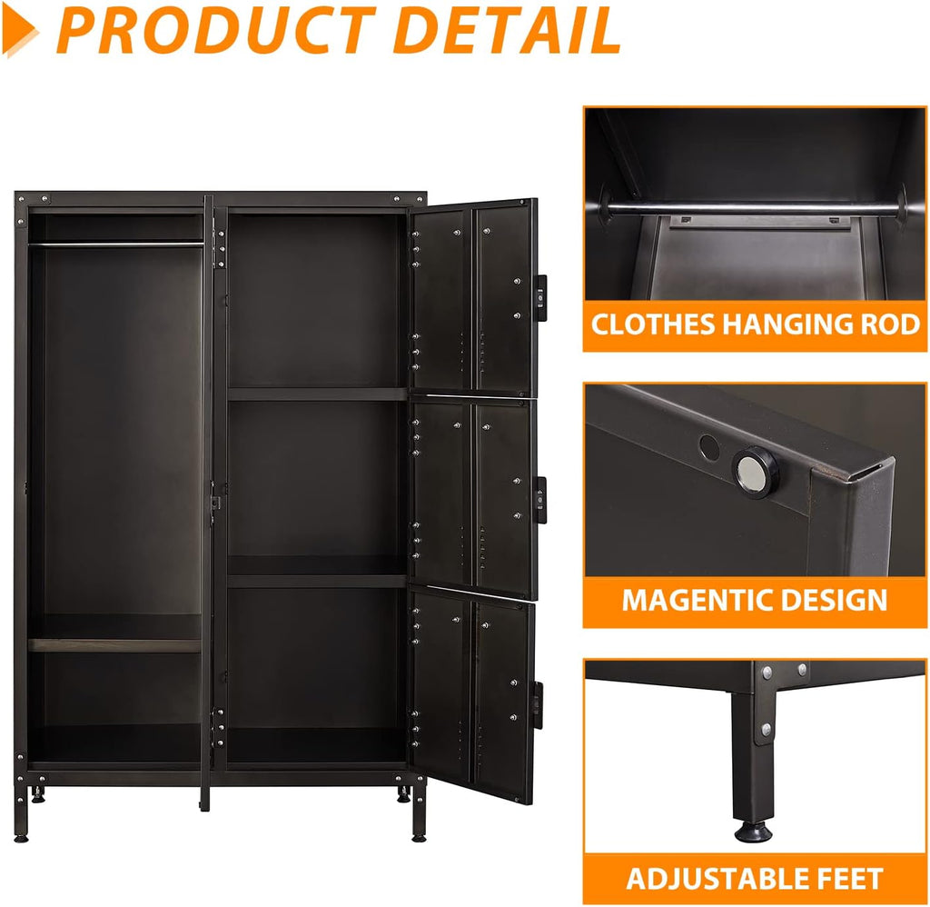 Metal Locker Storage Cabinet 4 Door Steel Wardrobe k7