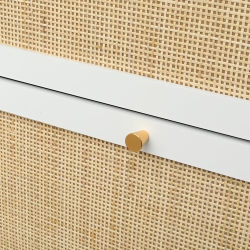 Natural Rattan Narrow Shoe Cabinet with 3 Flip Drawers a7k