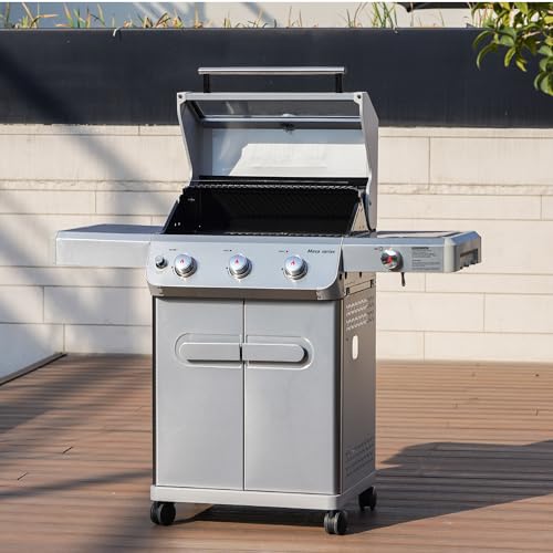 Stainless Steel 3 Burner Propane Gas Grill with Side Burner a7