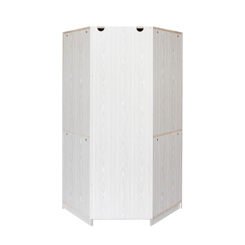 Polygon Corner Wardrobe Closet with Hanging Rods Gray k7m