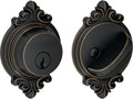 Schlage B60 N BRK 716 Deadbolt with Brookshire Trim, Keyed 1 Side, Highest Residential Security, Aged Bronze
