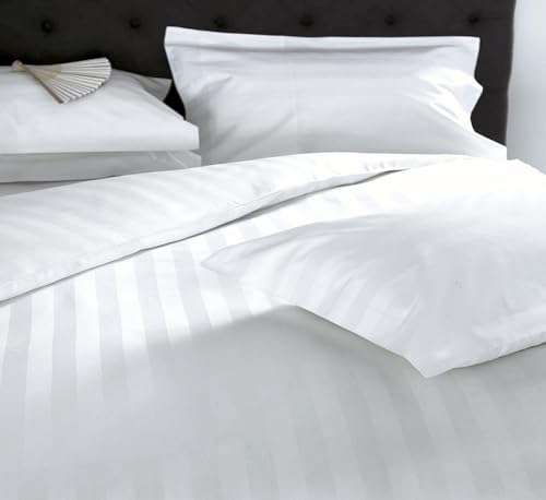 Egyptian Cotton King Sheets 1000 Thread Count White Stripe 4 Piece Set a7