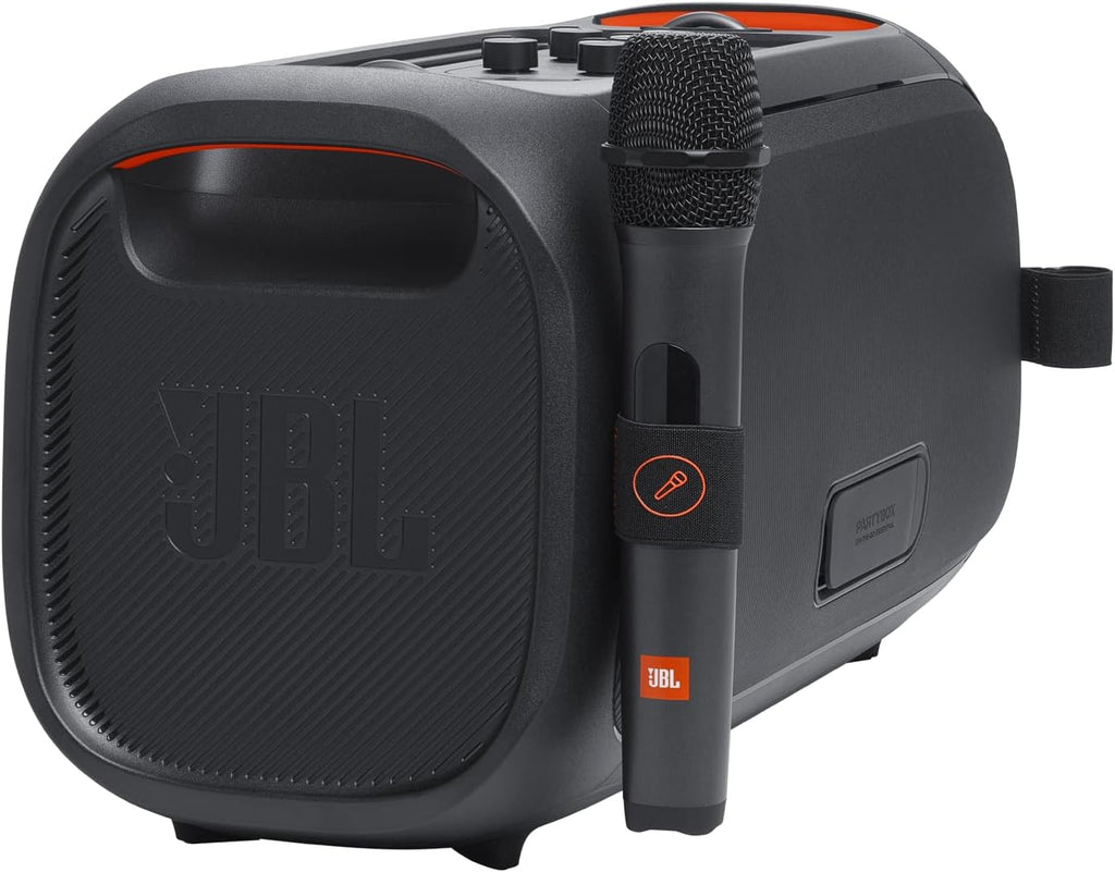 Portable party speaker with built-in lights and wireless mic a7k