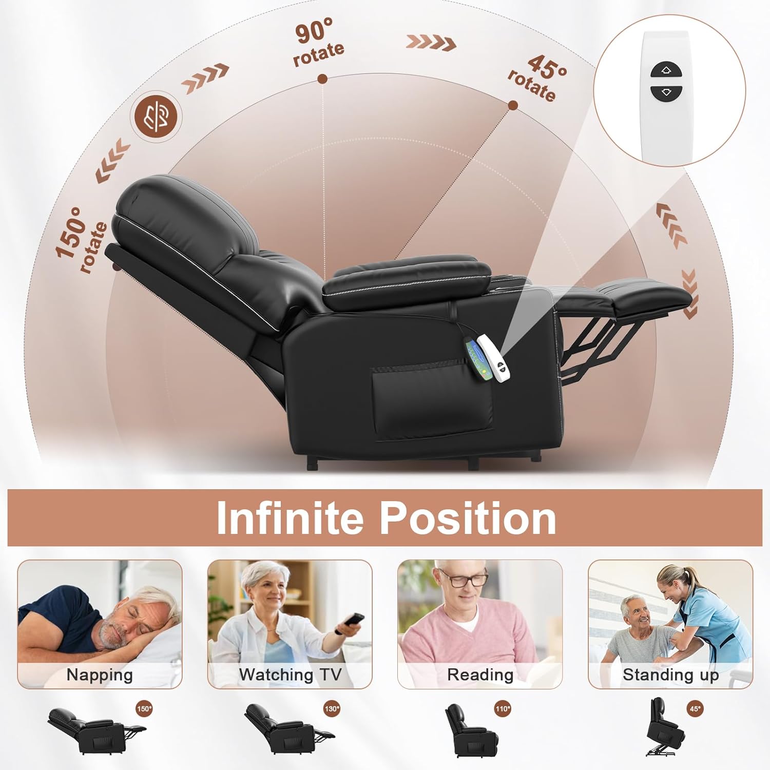 Power Lift Recliner for Elderly with Heat Massage a7