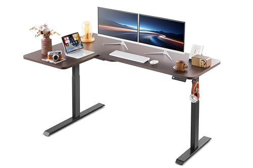 KINGSMITH 67" Left L Shaped Standing Desk Height Adjustable, Dual Motor Electric Corner Desk Computer Workstation, Sit Stand up Home Office Desk, Ergonomic Game Desk with 3-Section Leg, Black