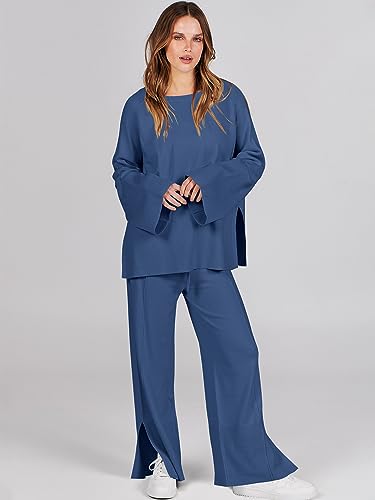 Cozy Knit Sweater and Wide Leg Pant Lounge Set 2 Piece Outfit k7