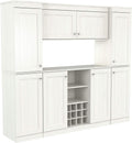 Inval Shaker Style 4-Piece Buffet Storage System with 2 Tall/Slim Cabinets, Washed Oak