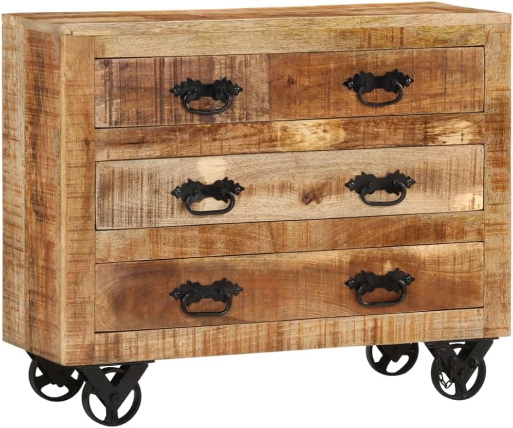 Sideboard with 3 Drawers Solid Mango Wood Brown k7