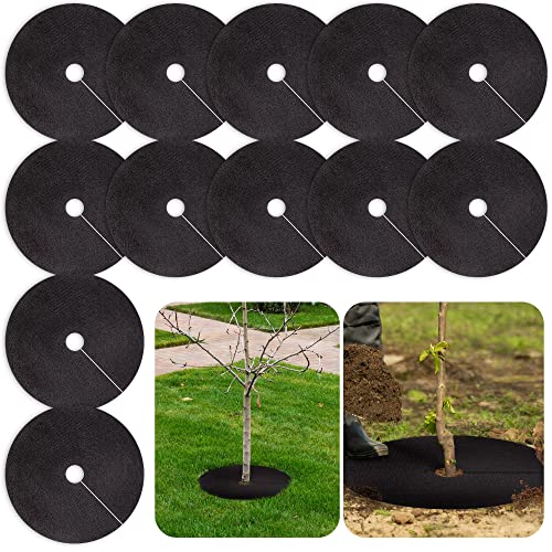 20.47 Inch Non-Woven Tree Mulch Ring（8 Pack）, Weed Barrier Mat,Degradable Tree Mulch Used to inhibit Weed Growth and Landscape Weed Control Plant Root Protection