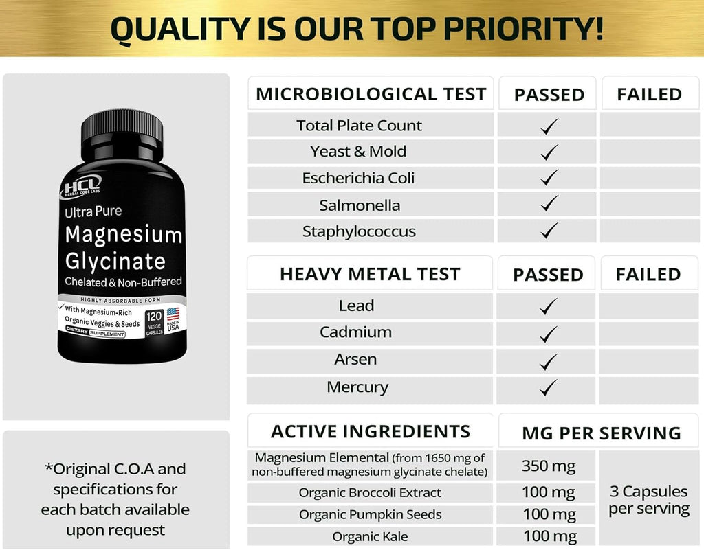 Magnesium Glycinate Capsules 350mg Chelated High Absorption a7