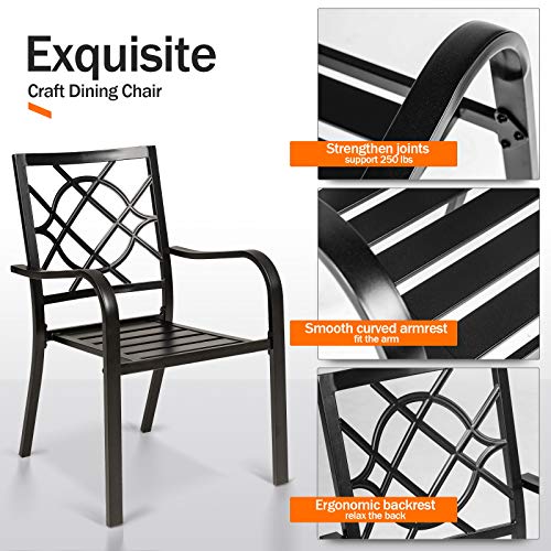 Outdoor Wrought Iron Patio Dining Set 4 Stackable Chairs 1 Table a7
