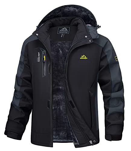 MAGCOMSEN Men's Winter Coats Water Resistant Ski Snow Jacket Warm Fleece Parka Raincoats With Multi-Pockets