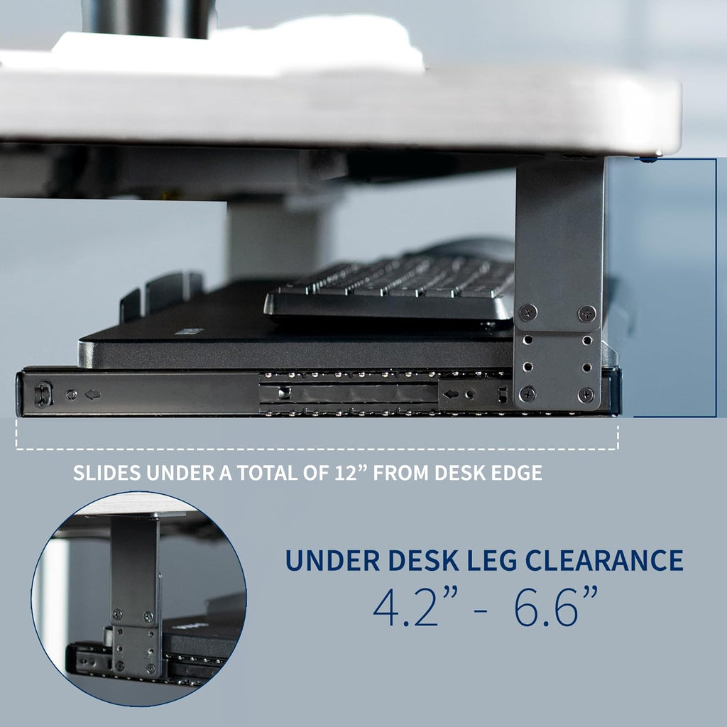 Adjustable Under Desk Keyboard Tray 27x11 Slide-Out Platform Black k7
