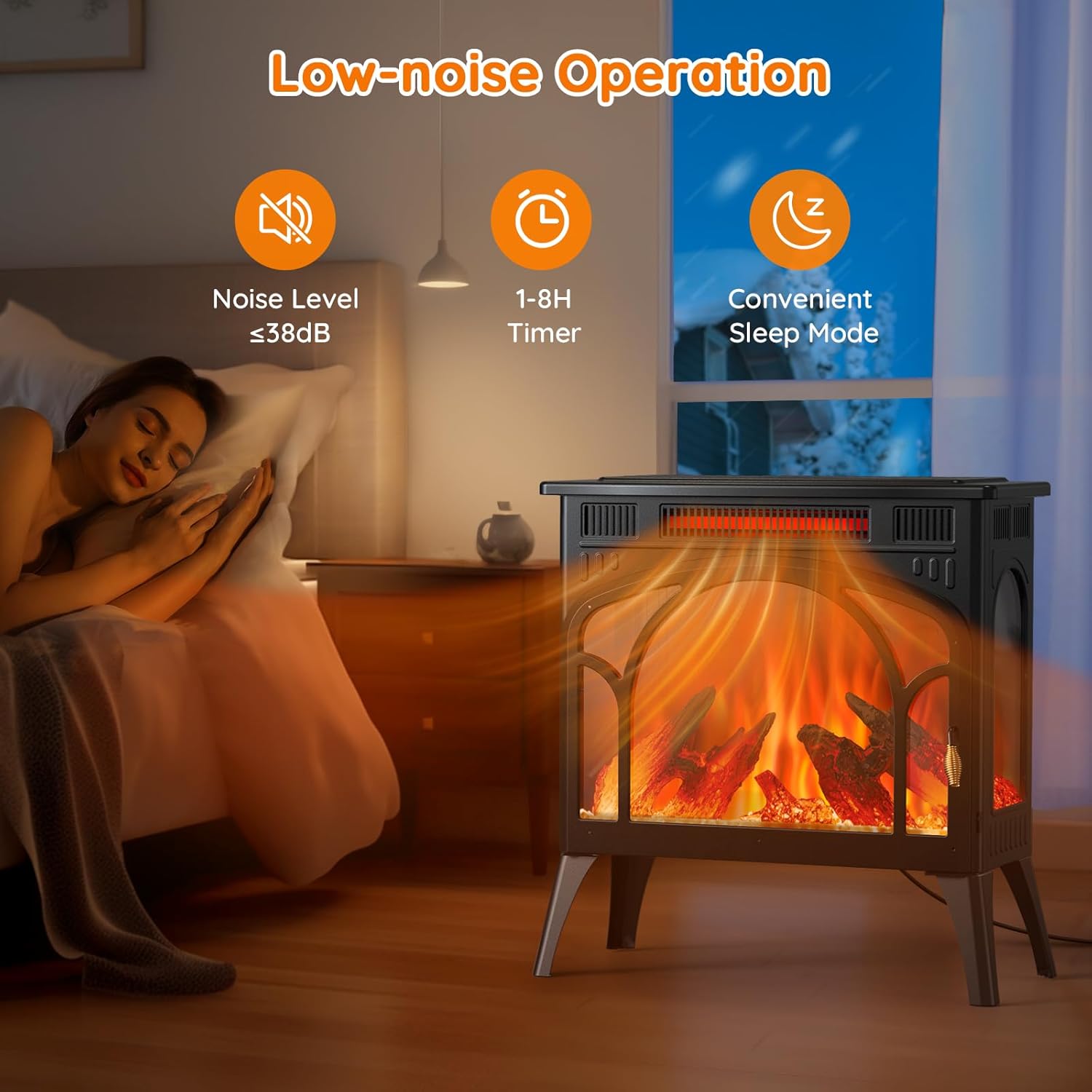 Electric Fireplace Heater with 3D Flame Effect and Remote k7m