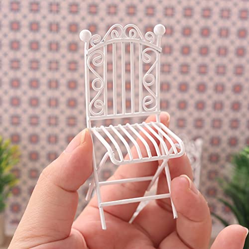 Dollhouse Miniature Bistro Table & Chairs Set White 1:12 Scale Furniture k7