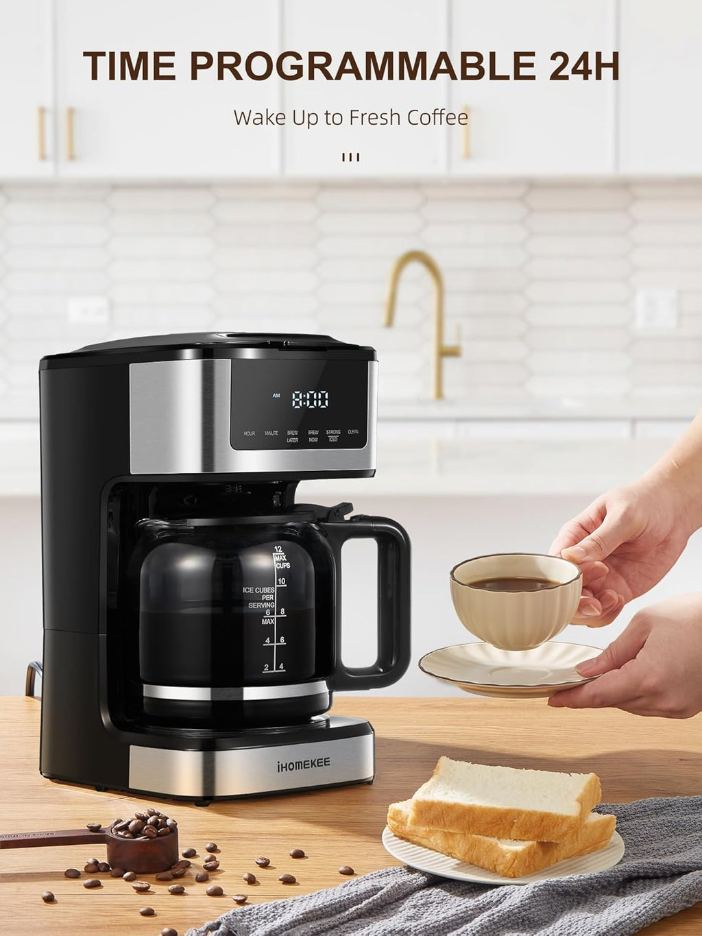 Programmable Drip Coffee Maker 12 Cup with Iced Coffee Function a7