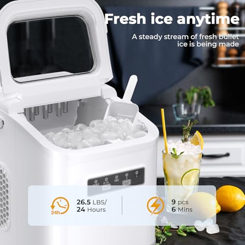 Countertop Ice Maker Portable Bullet Ice Machine Self-Cleaning with Ice Scoop Basket a7