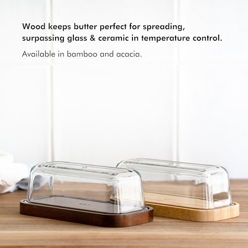 Glass butter dish with airtight lid for fridge and countertop a7