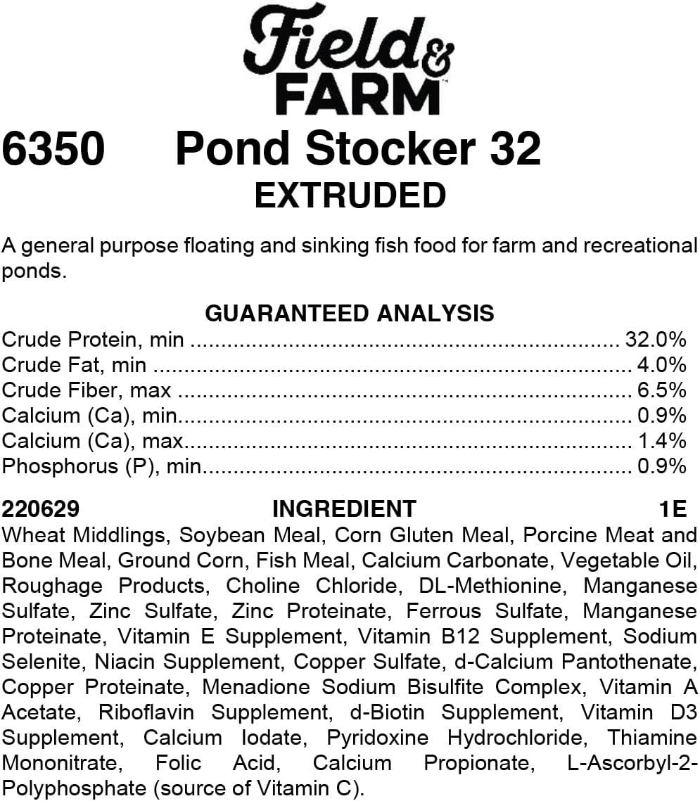 Fish Feed for Pond Stocker, High Protein, 25 lb Bag k7m