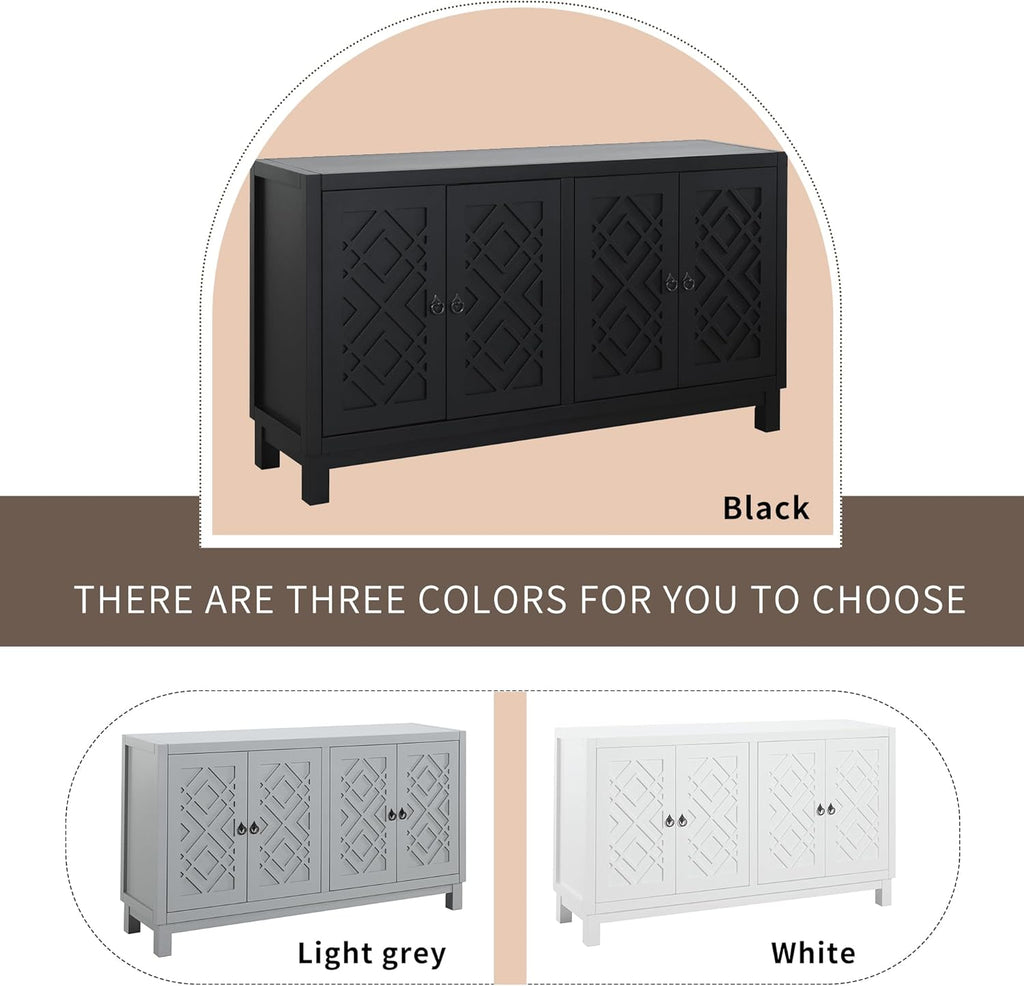 Elegant 4-Door Sideboard Cabinet for Dining Room Black a7