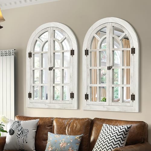 Arched Wall Mirror Wood Frame Farmhouse Decor for Bedroom Living Room a7