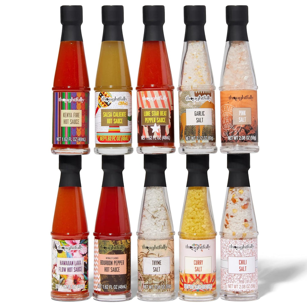 Spice and Hot Sauce Collection Gift Set, 5 Sauces and 5 Salts, Suitcase Packaging k7m