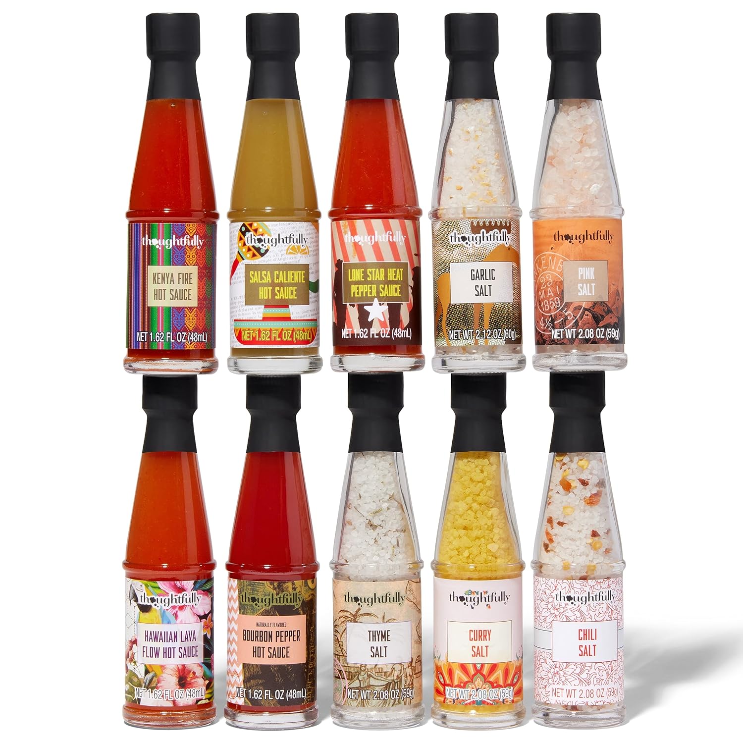 Spice and Hot Sauce Collection Gift Set, 5 Sauces and 5 Salts, Suitcase Packaging k7m