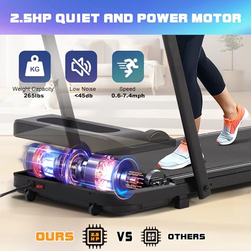 Walking Pad Treadmill Under Desk Portable 2.5HP with Remote Control k7