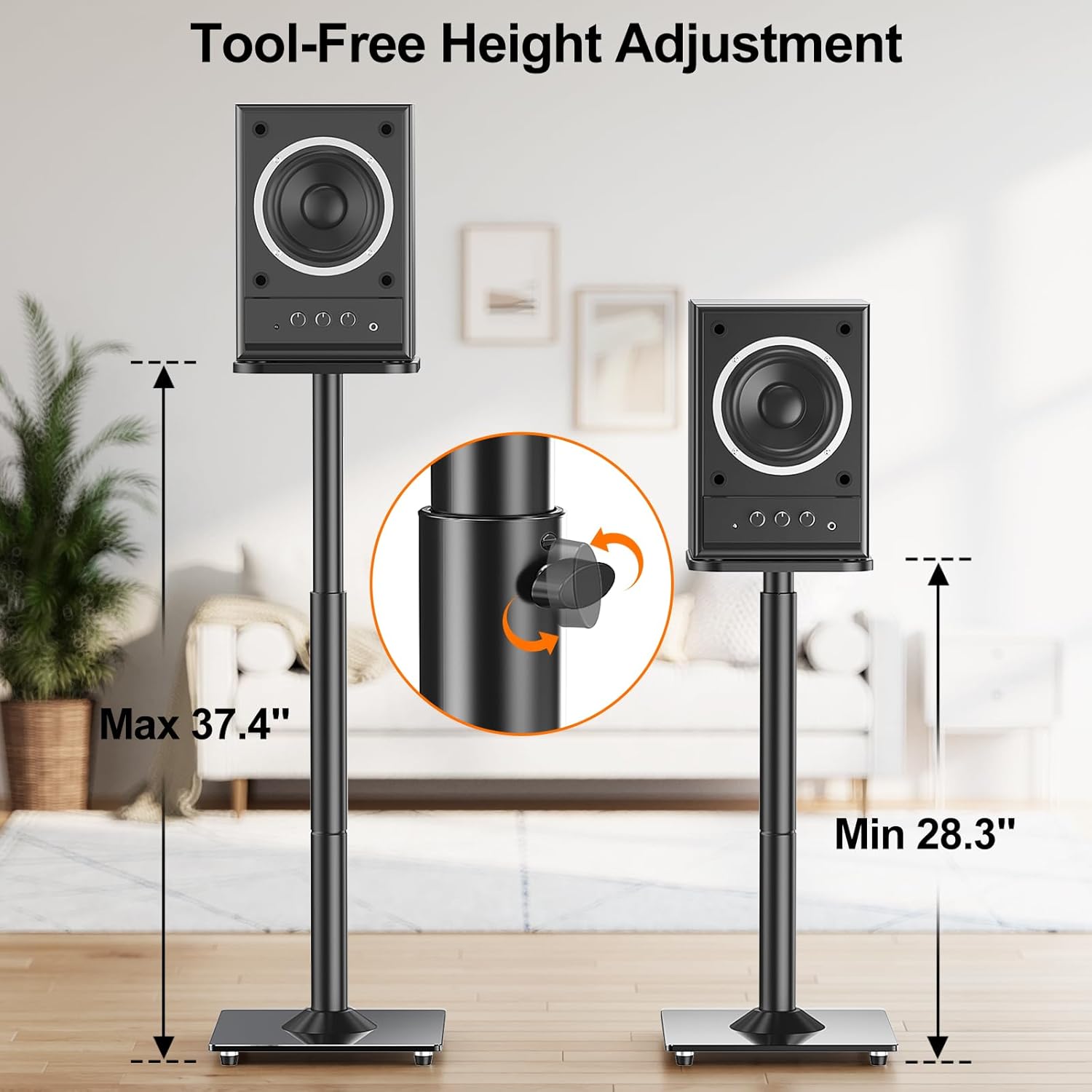 Speaker Stands Height Adjustable 28-37.4 for Bookshelf Studio Speakers Pair k7m