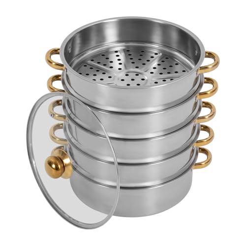Stainless Steel Steamer Pot 28cm with Glass Lid a7