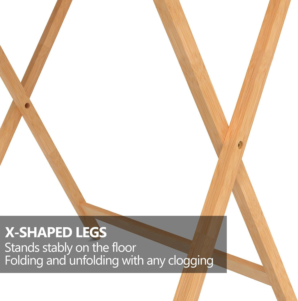 Folding TV Tray Table Set of 2 Bamboo for Eating k7m