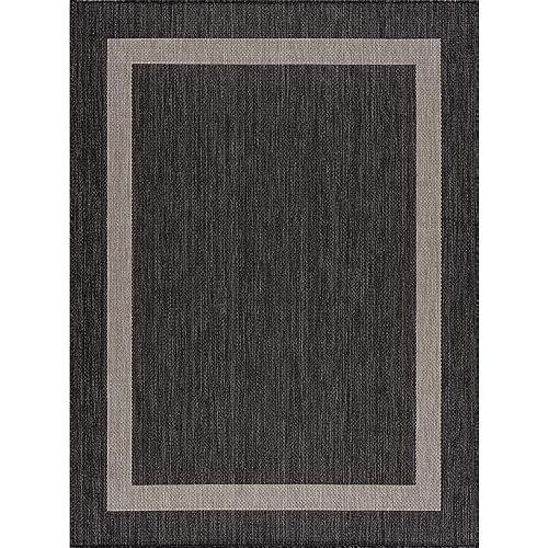 Outdoor Area Rug 9x12 Medallion Beige White Washable Carpet k7