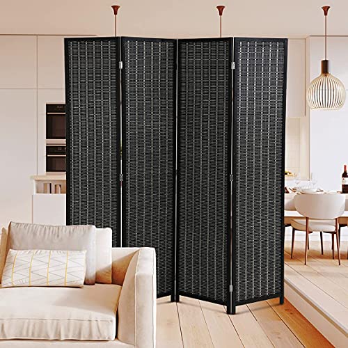 Room Divider 6 Panel Folding Screen Partition Black k7