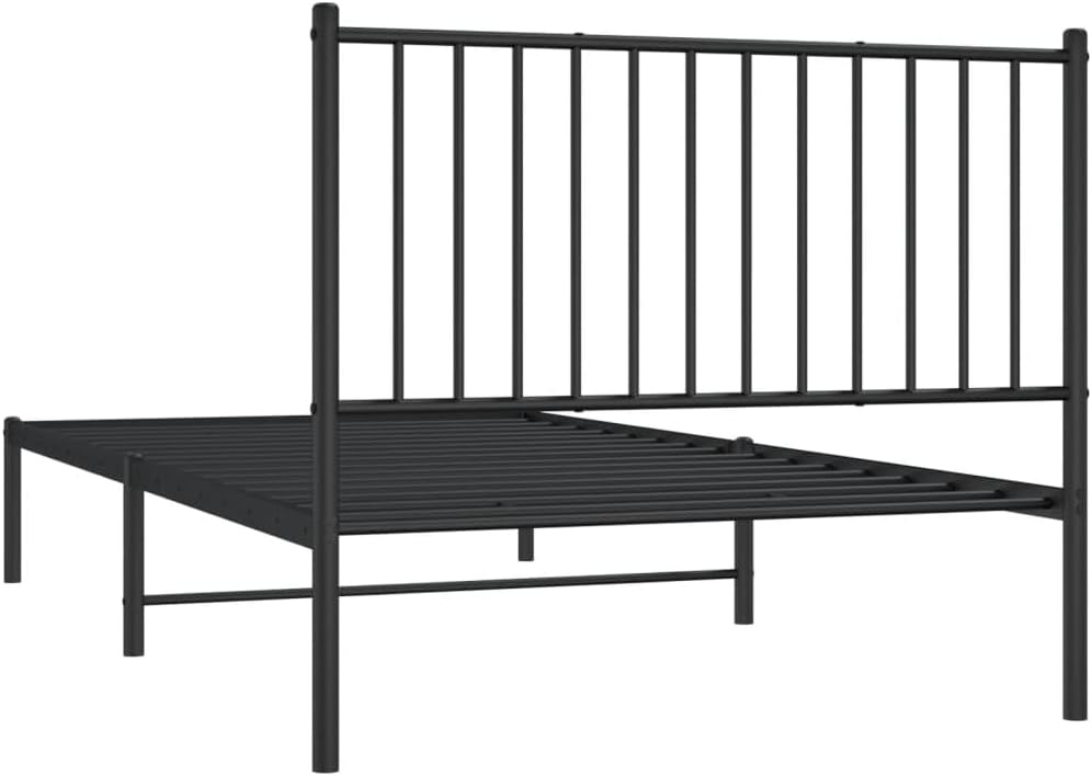 Metal Bed Frame with Headboard Black 39.4x78.7 k7p