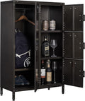Metal Locker Storage Cabinet, 55" Employees Locker with 4 Doors, Steel Retro Wardrobe with Adjustable Feet for Home, Office, Gym, School
