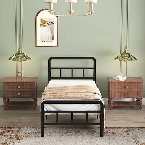 California King Bed Frame with Headboard Metal Platform Black k7