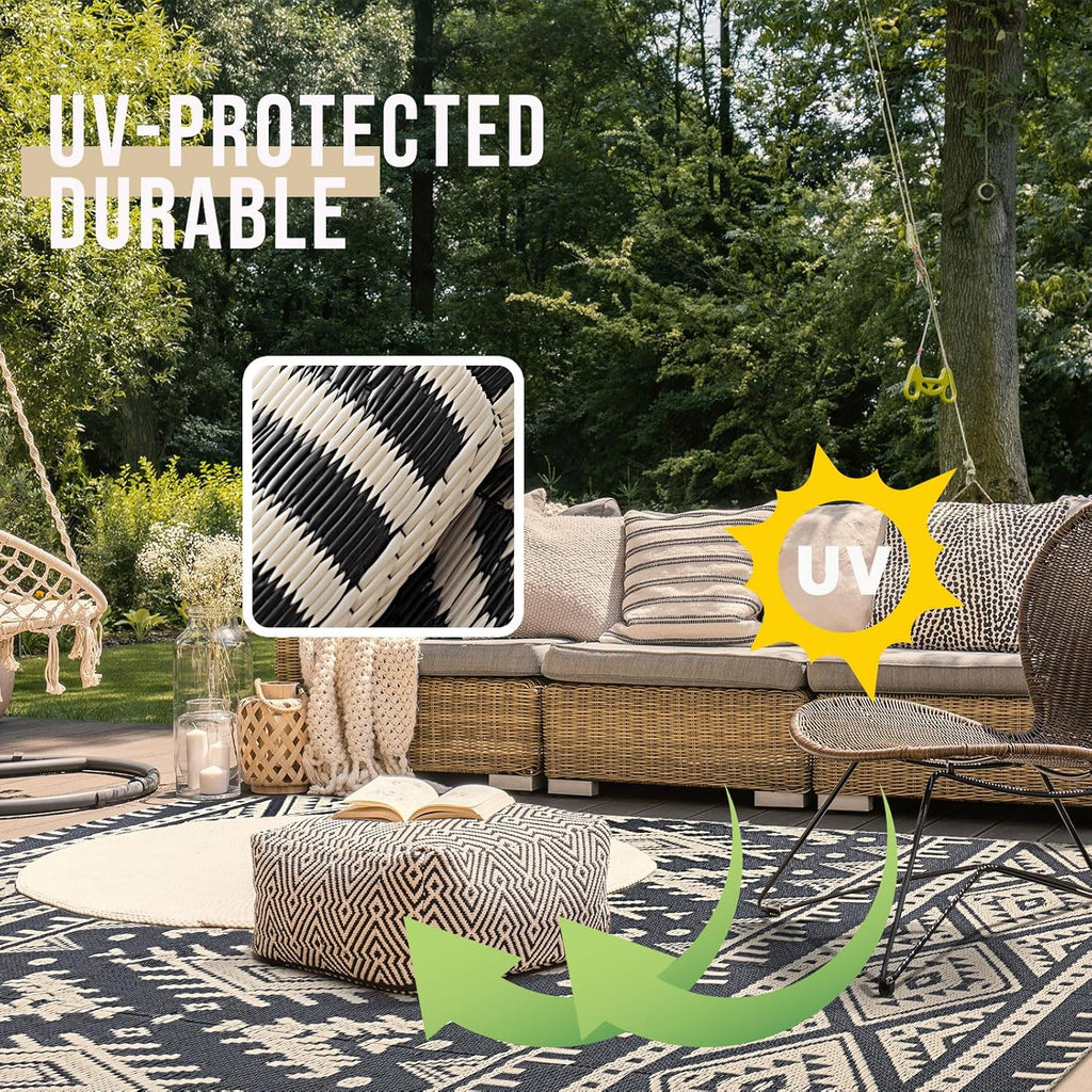 Outdoor Rug Waterproof 5x8 ft Reversible Plastic Straw Patio Carpet a7