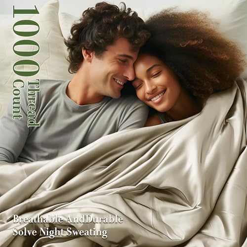 100% Egyptian Cotton Queen Size Sheets Set 1000 Thread Count Cooling Bedding 4 Piece Dark Grey a7