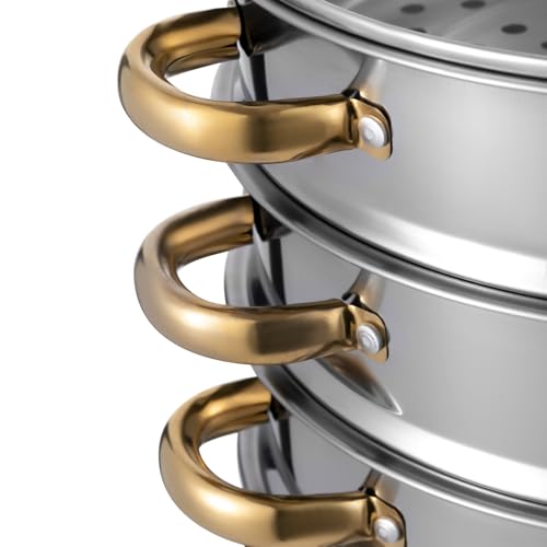 Stainless Steel Steamer Pot 28cm with Glass Lid a7