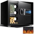 Biometric Safe, Fingerprint Home Safe Box with Fireproof Waterproof Bag & Key, 1.4 Cu ft Security Money Safe for Cash, Jewelry, Valuables, Digital Electronic Keypad, Dual Alarm System, Cabinet safe