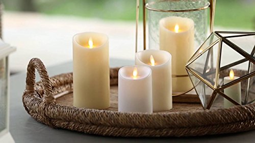 Flameless Candles Set of 3, Pillar, Ivory, Remote Included k7m