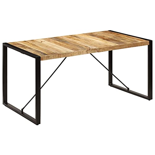 Kitchen & Dining Tables Dining Table 63"x31.5"x29.5" Solid Mango Wood,Industrial Mango Wood Dining Table with PowderCoated Steel Legs for 6 Home & Kitchen Furniture