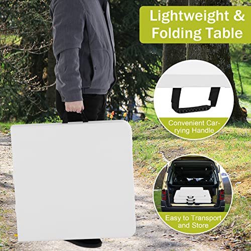 Folding Table 6ft Portable Picnic Dining Table with Carrying Handle White k7p