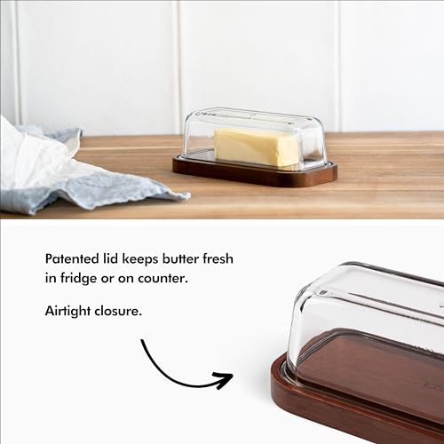 Glass butter dish with airtight lid for fridge and countertop a7