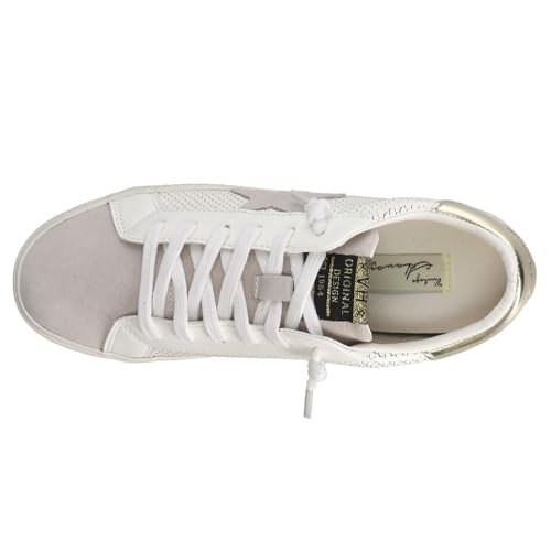 Womens Snake Lace Up Sneakers Casual Gold Grey White k7