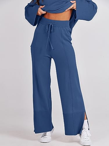 Cozy Knit Sweater and Wide Leg Pant Lounge Set 2 Piece Outfit k7