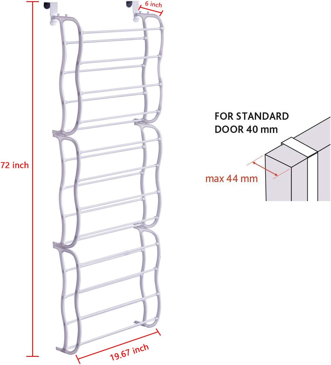 Over Door Shoe Rack Holder 36 Pair Hanging Storage Organizer a7