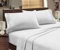 Italian Design 1800 Series Egyptian Comfort Super Soft Embroidery 4 Piece Sheet Set (Queen, White)