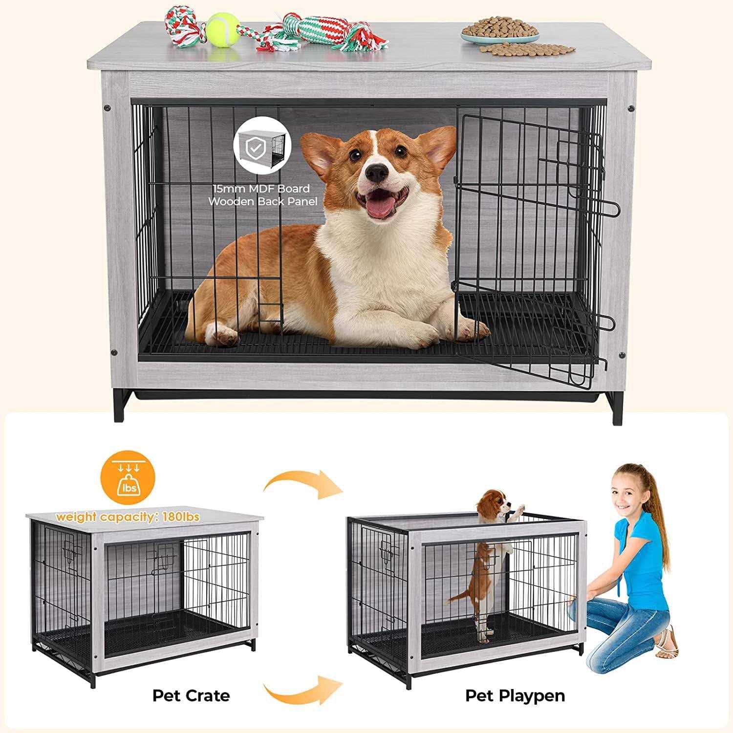 Dog Crate Furniture Wooden End Table Indoor Kennel a7