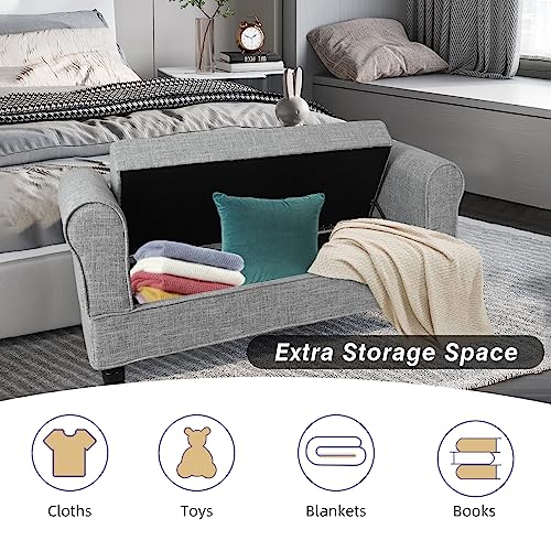 Storage Bench with Button Tufted Light Grey a7
